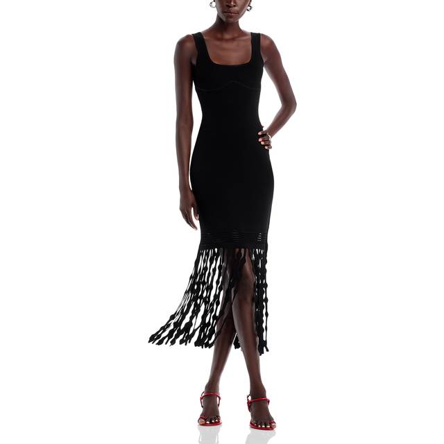 SIMKHAI Signa Lattice Fringe Midi Dress