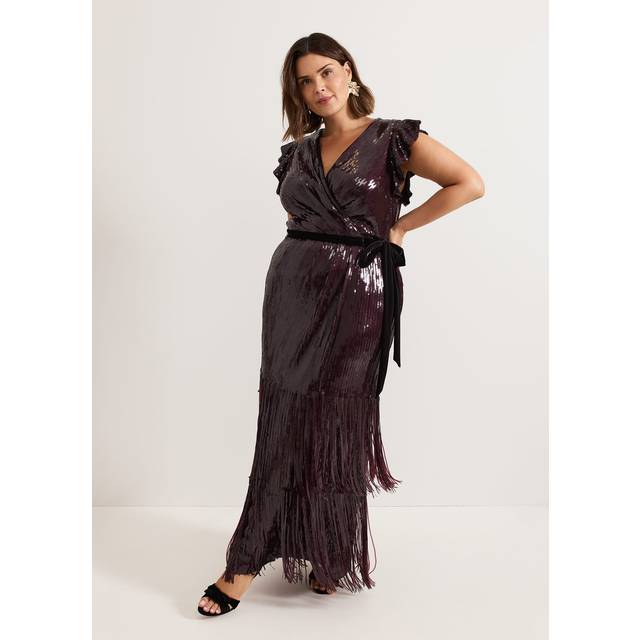 Phase Eight Women's Chanai Sequin Wrap Maxi Dress - Burgundy - 8
