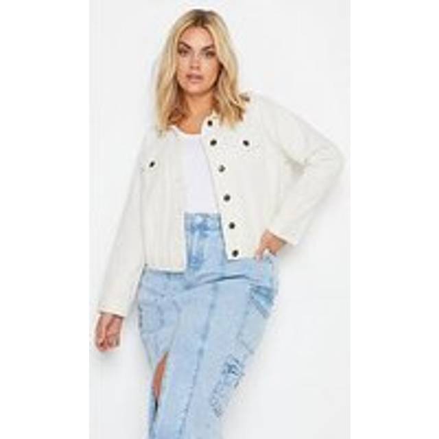 Yours Curve Ivory White Denim Jacket, Women's Curve & Plus Size, Yours - 22-24