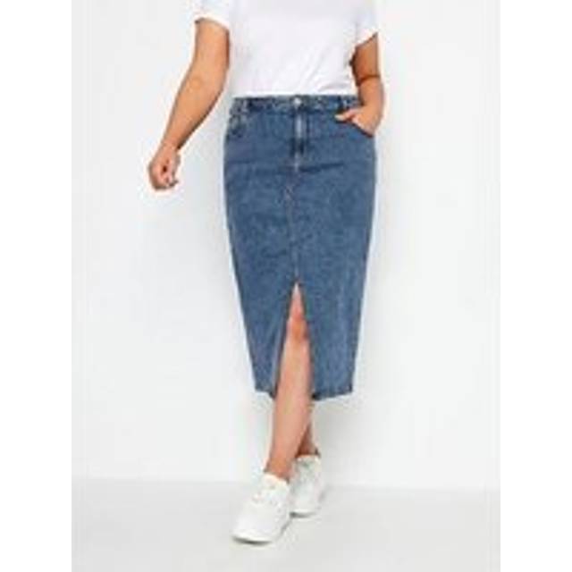Yours Curve Elastic Waist Skirt - Blue, Blue, Size 20, Women