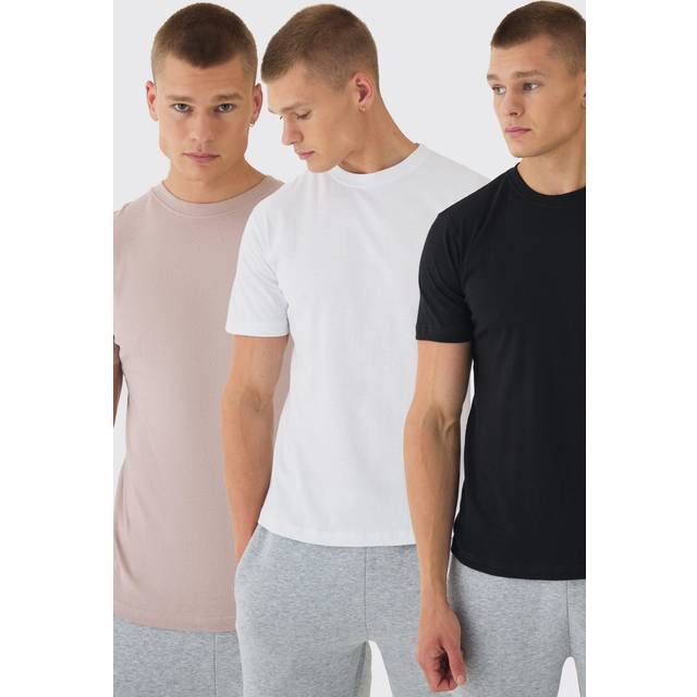 3 Pack Basic Regular Fit Crew Neck T-shirt - Multi - L