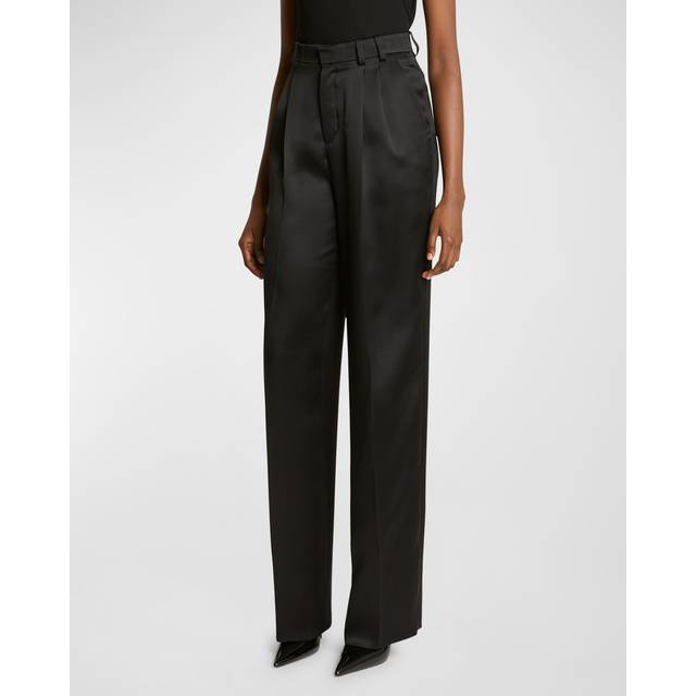 Satin Straight-Leg Trousers - NERO - 34 FR (2 US)