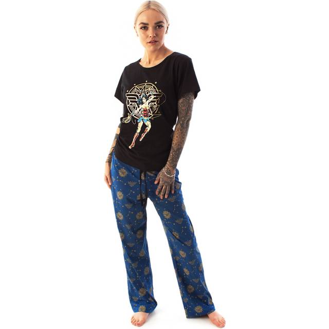 Dc Comics Short Sleeve Long Leg Pyjama Set In Black