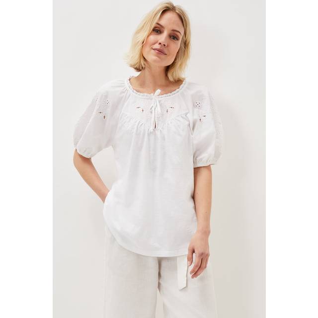 Phase Eight Women's Floella Embroidered Sleeve Jersey Top - White - 16