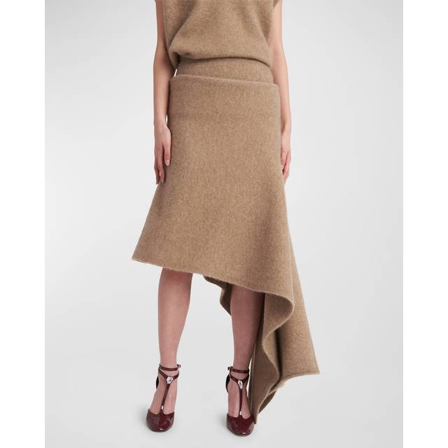 Ferragamo Women Asymmetric alpaca and silk blend skirt Beige