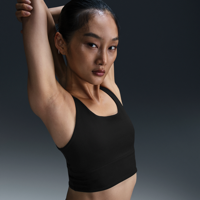 Nike Zenvy Wide Ribbed Women's Light-Support Non-Padded Longline Sports Bra Black/ Black/ Pcg3C L