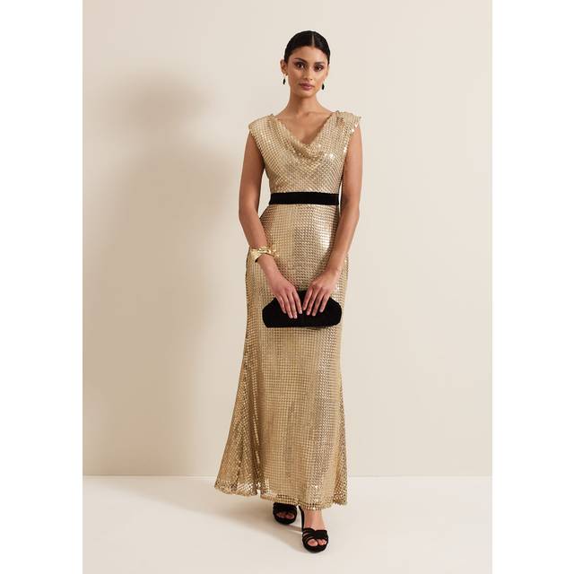 Phase Eight Women's Jamae Gold Sequin Maxi Dress - 8