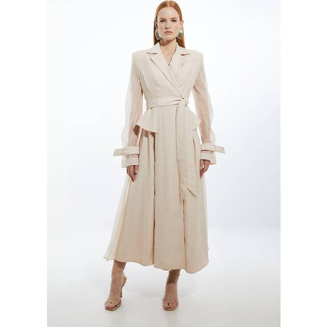Woven Organdie Trench Dress - Champagne