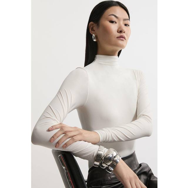 Contour Jersey High Neck Long Sleeve Bodysuit - Ivory