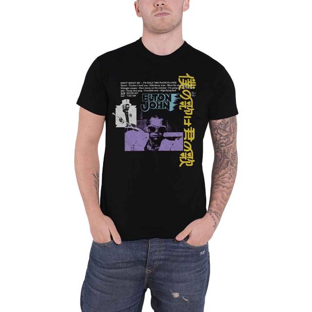 (XXL, Black) Elton John Japanese Single T Shirt