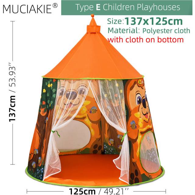 (E) 24 Types Children Playhouses Kids Indoor Outdoor Play Tents Portable Foldable Princess Prince Castle Gift Courtyard Garden House