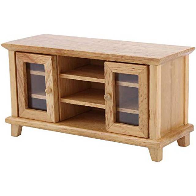 1:12 Dollhouse Wooden TV Cabinet Miniature Dolls House Living Room Furniture Dollhouses Decoration Ornaments Accessories with Double Open Doors for