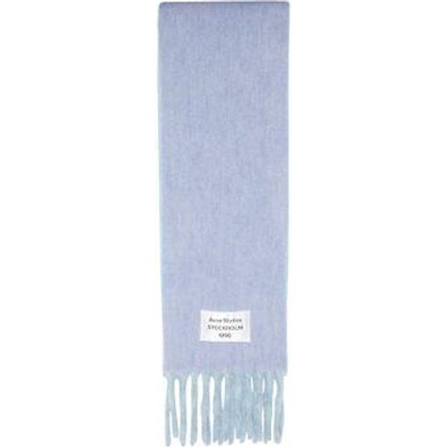 Acne Studios Womens Blue/light Blue Brand-patch Fringed Alpaca-blend Scarf - BLUE/LIGHT BLUE