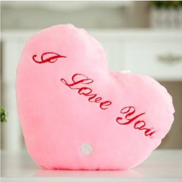 (F) Creative Luminous Pillow Stars/Love Stuffed Plush Toy Glowing Colorful