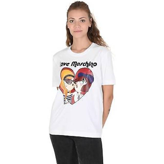 Love Moschino, T-Shirts, female, White, XS, Cotton T-Shirt