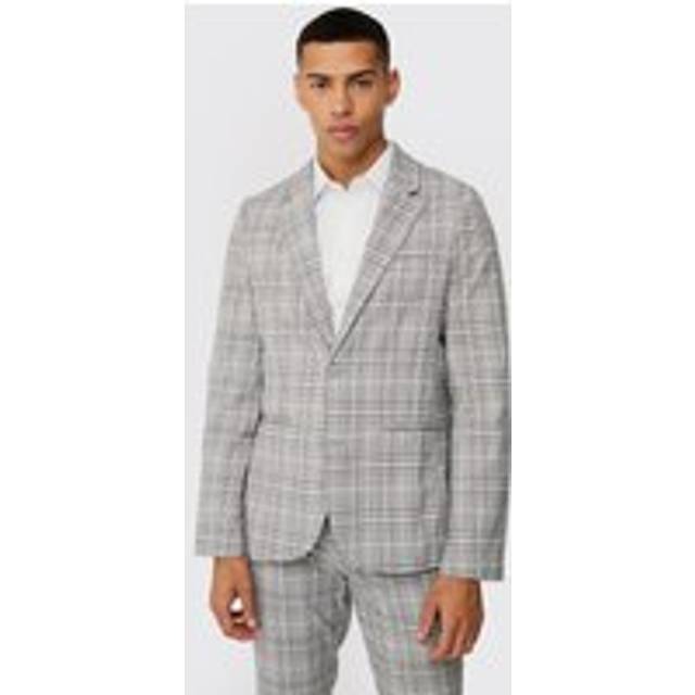 Mens Natural Check Weave Slim Fit Suit Jacket