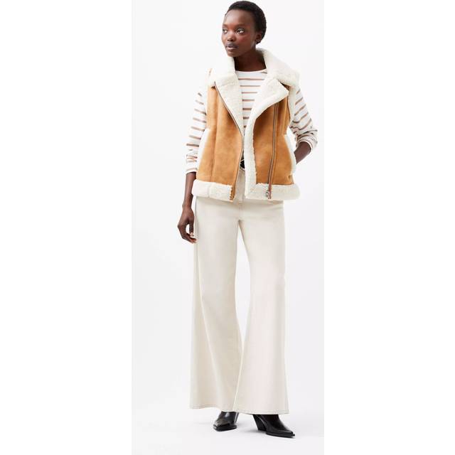 Camry Suedette Gilet Tan/Cream - Brown