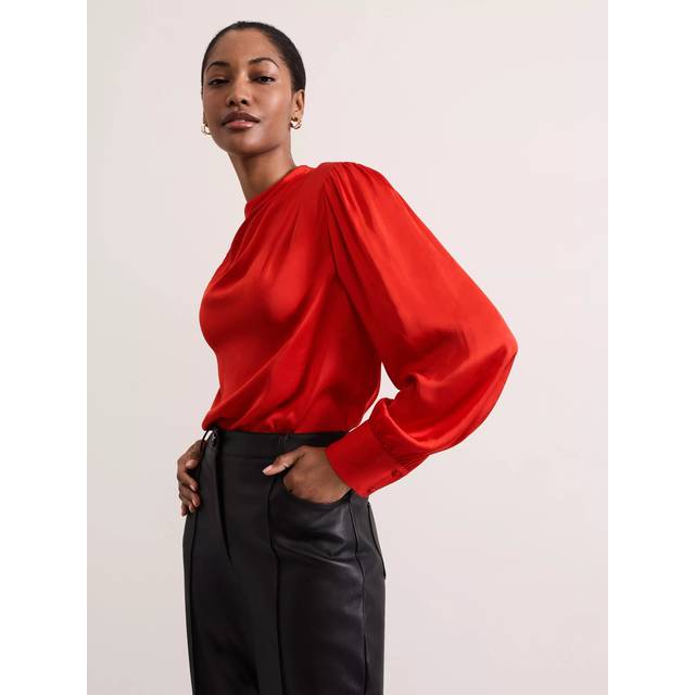 Phase Eight Danica Satin Drape Top, Red