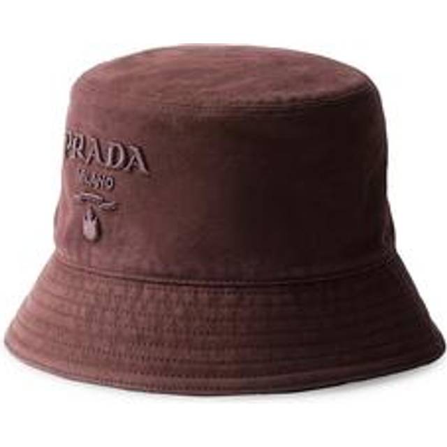 Prada Canvas Logo Bucket Hat - Burgundy - S