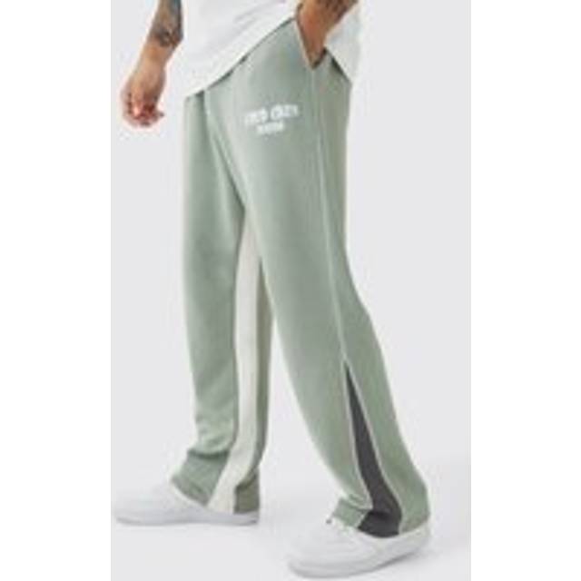 Straight Leg Contrast Stitch Loopback Gusset Jogger - Green - M