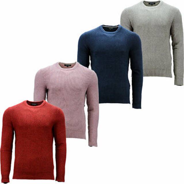 Pull & bear mens jumpers plain crew neck casual formal knitted winter pullover