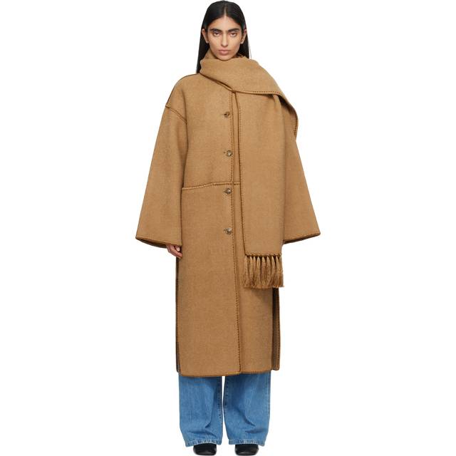 TOTEME Tan Embroidered Scarf Coat - CAMEL 033 - DK 36