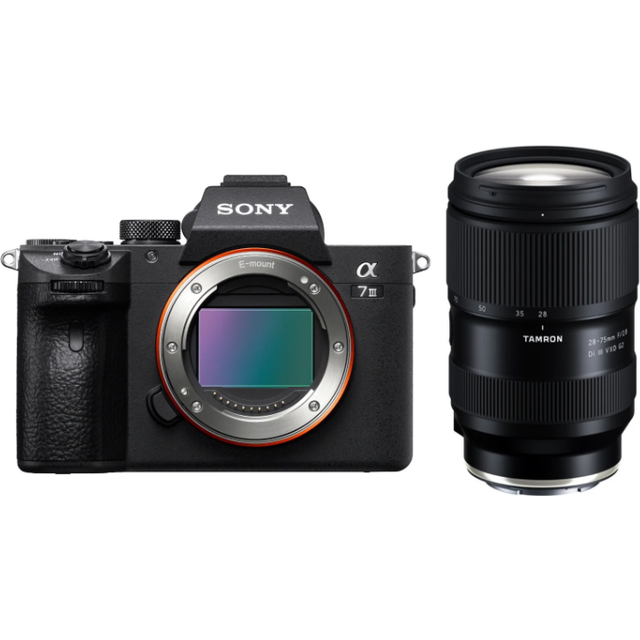 Sony Alpha a7 III Full-Frame Mirrorless Camera with 28-75mm Lens, 64GB SD Card, and Case Bundle in Black