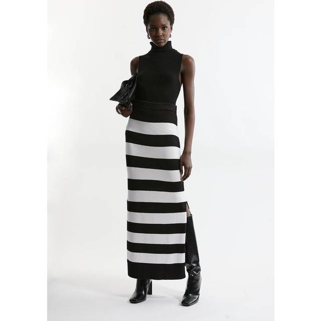 Viscose Blend Knit Maxi Skirt Co-Ord - Stripe