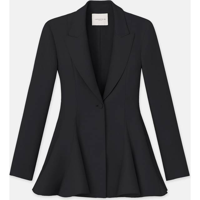 Single-Button Godet Blazer - BLACK - 2