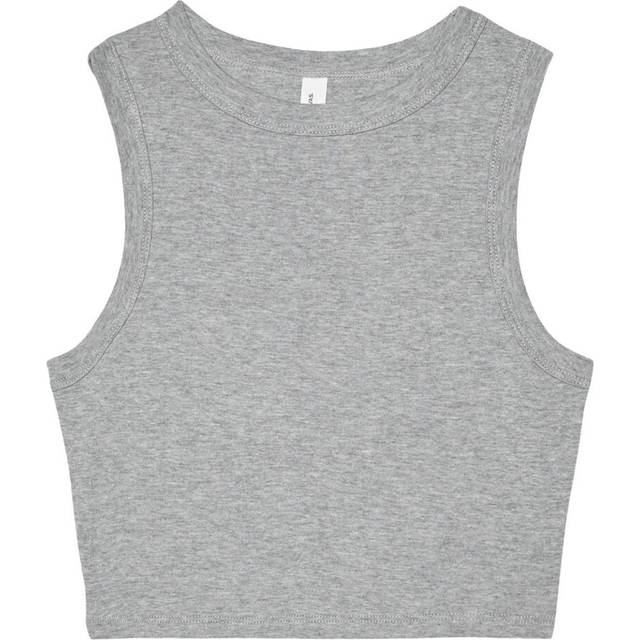 (12 UK, Athletic Grey) Bella + Canvas Womens/Ladies Heather Micro-Rib Cropped Muscle Tank Top