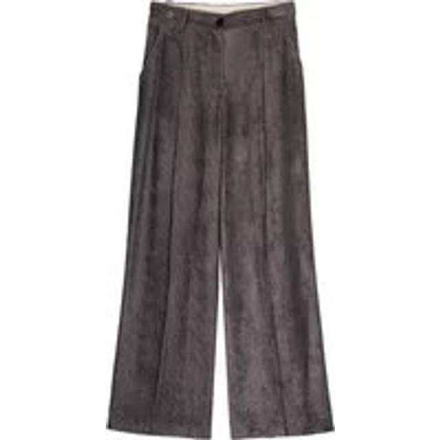 Alysi, Wide Trousers, female, Purple, M, Purple Corduroy Straight Leg Trousers