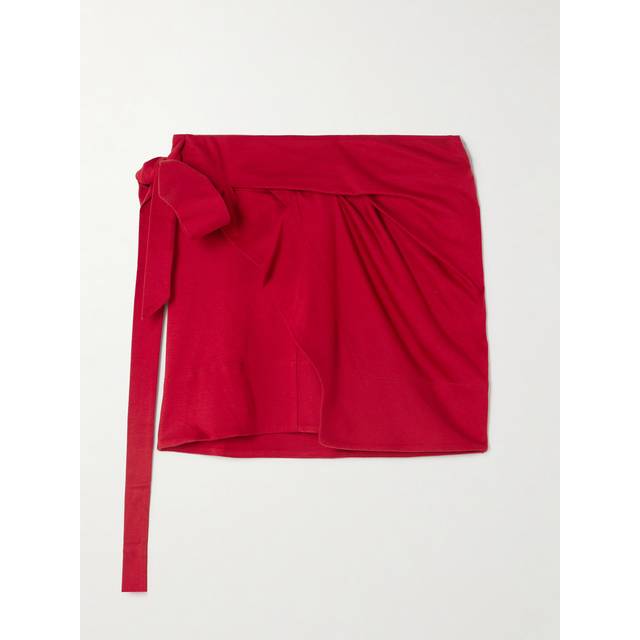 Isabel Marant - Berenice Asymmetric Draped Cotton-jersey Mini Wrap Skirt - Red - large