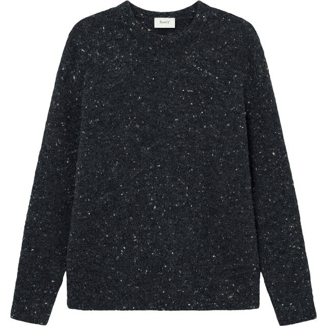 forét Moss Textured Merino Wool Knit Jumper, Dark Grey Melange/White