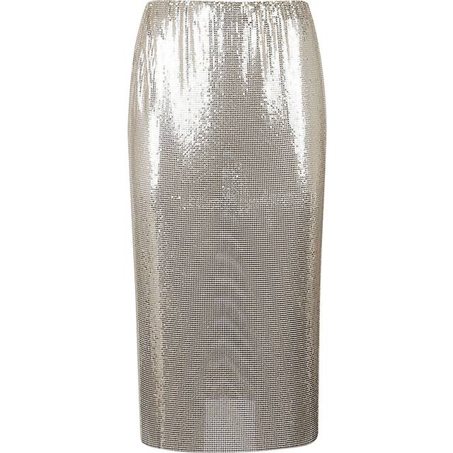 Max Mara Sportmax Women's Metallic Knit Midi Skirt in Golden | Size 42 | 21061036600CARIDDI002 (42)