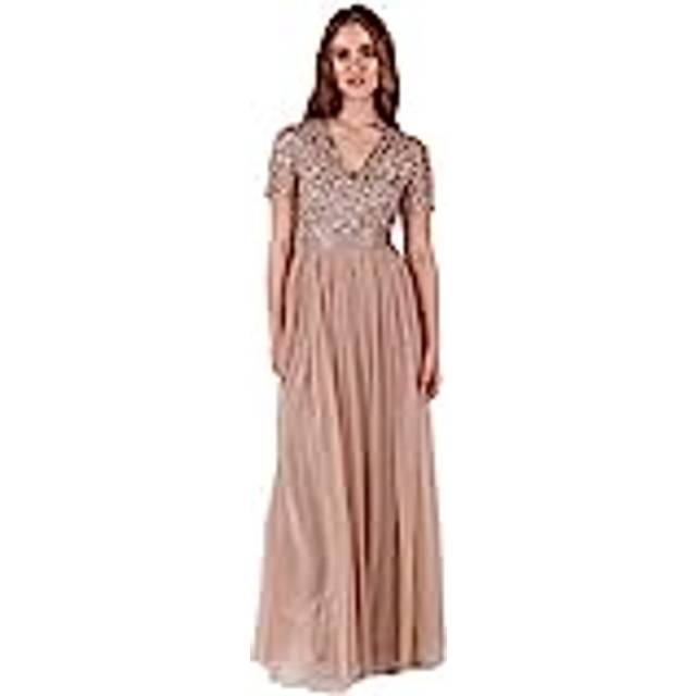 Maya Deluxe Stripe Embellished Sash Belt Maxi Dress