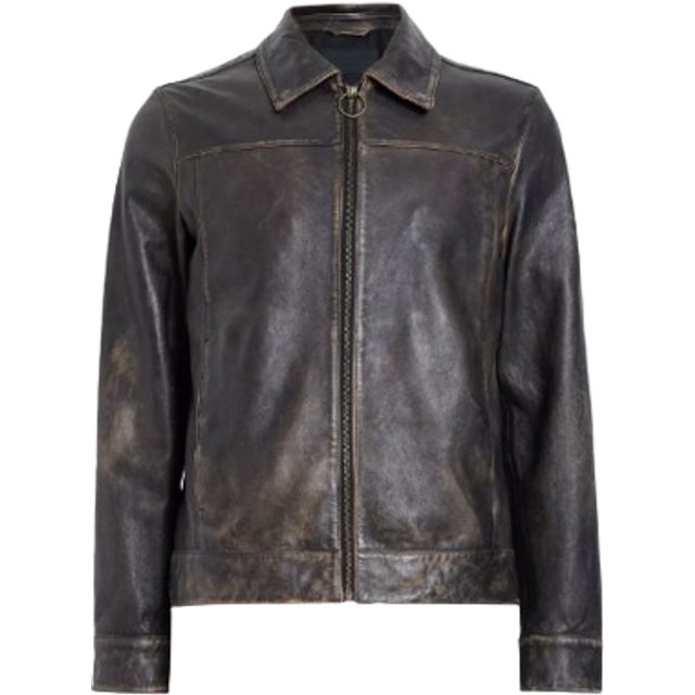 Allsaints Mens Vintage Black Alkan Regular-fit Zip-up Leather Jacket S - VINTAGE BLACK