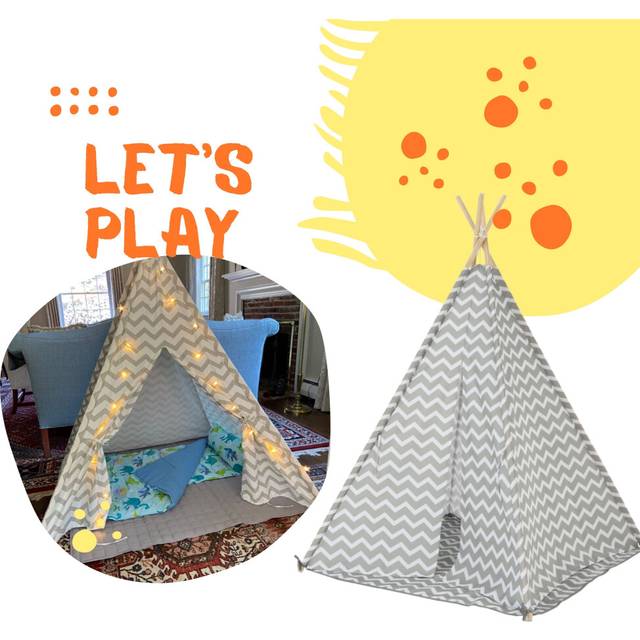 AAMEN Teepee Tent for kids with Compact Carry Bag, Kids Foldable Play Tent