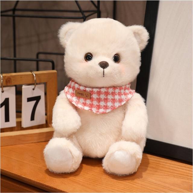 (Pink) Neckerchief Teddy Bear Plush Toy Cat Doll Cartoon Throw Pillows Decorate Gifts