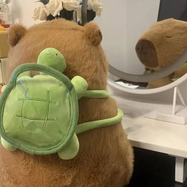 Capybara plush animal teddy with turtle bagpack soft toy 23cm