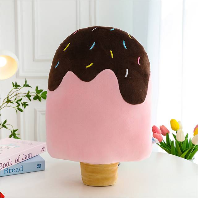 (Coffee Pink) Plush Ice Cream Cone Toy Stuffed Doll Throw Pillow Cartoon Room Decoration Gift