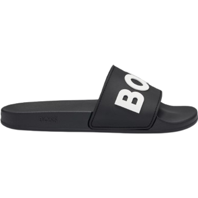 BOSS Black Raised Logo Pool Slides - 001-Black - IT 46