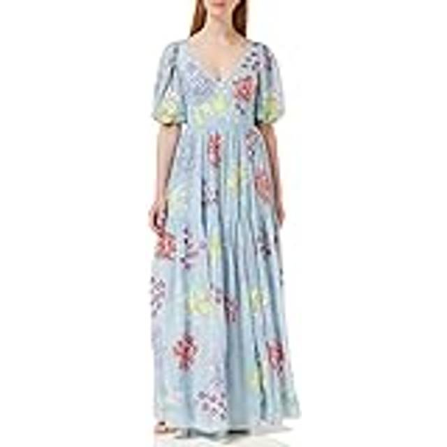 Maya Deluxe Floral Thigh Split Maxi Dress, Blue/Multi