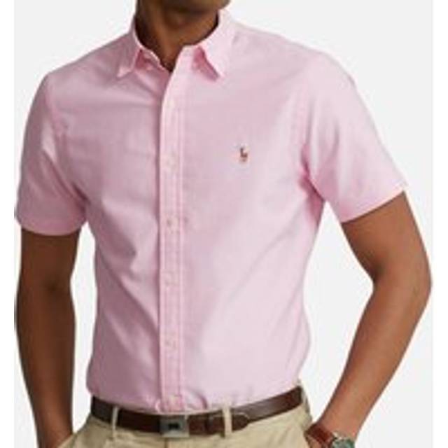 Polo Ralph Lauren – Rosa, smal oxfordskjorta med korta ärmar och ikonlogga