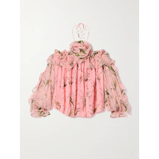 Carolina Herrera Ruffle Silk Top
