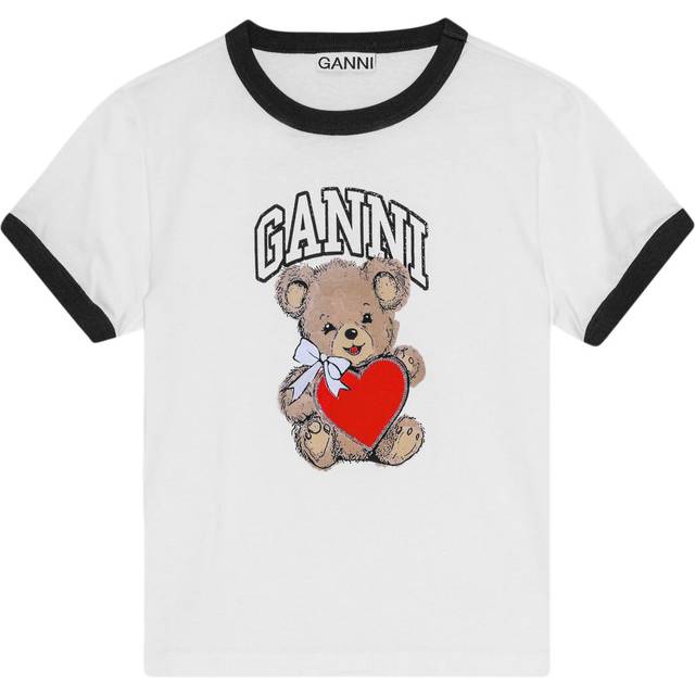 Ganni Basic Jersey Bear Small Tshirt Dam Kortärmade T-shirts Stl. M - Från Magasin - Bright White (M)
