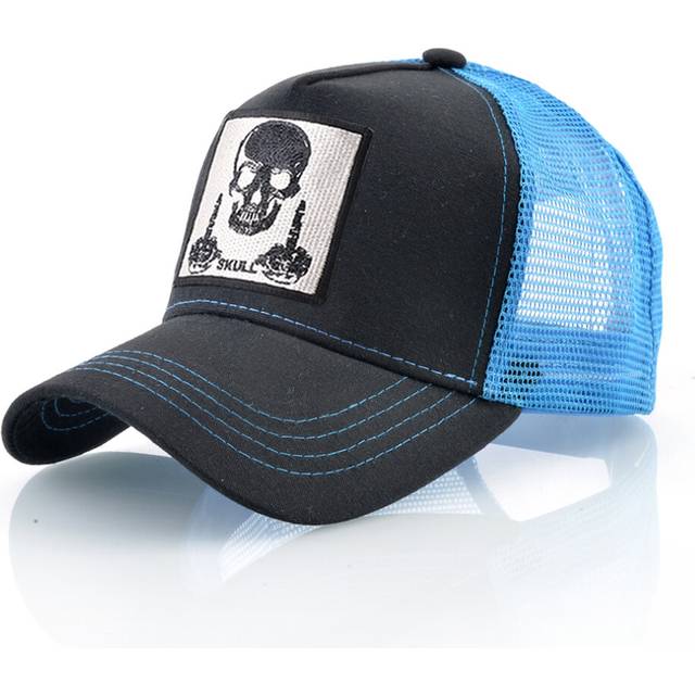(BK and BU1) Baseball Cap With Embroidery Skull Patch Snapback Hip Hop Trucker Cap Breathable Visor Bone Hats