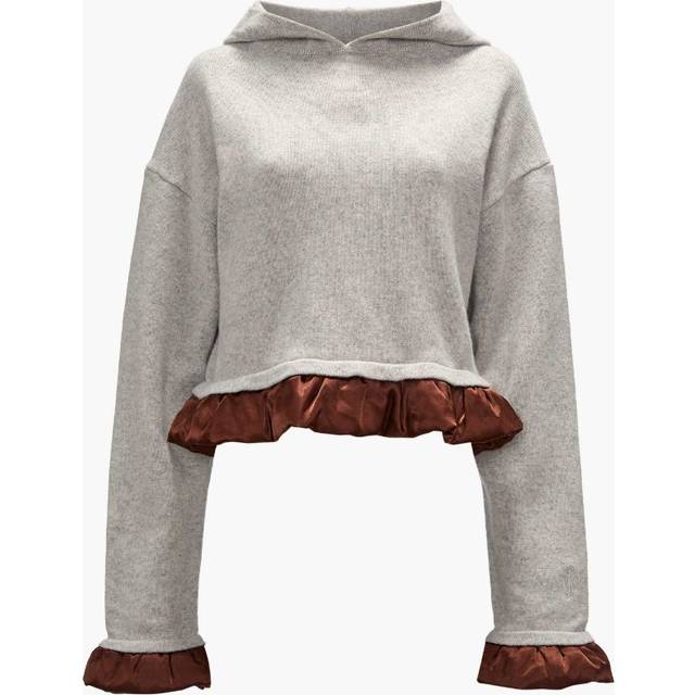 JW Anderson CROPPED HOODIE WITH SATIN DETAILS - grey - S-M-L