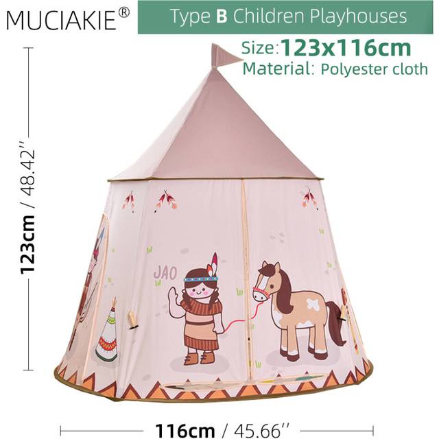 (B) 24 Types Children Playhouses Kids Indoor Outdoor Play Tents Portable Foldable Princess Prince Castle Gift Courtyard Garden House