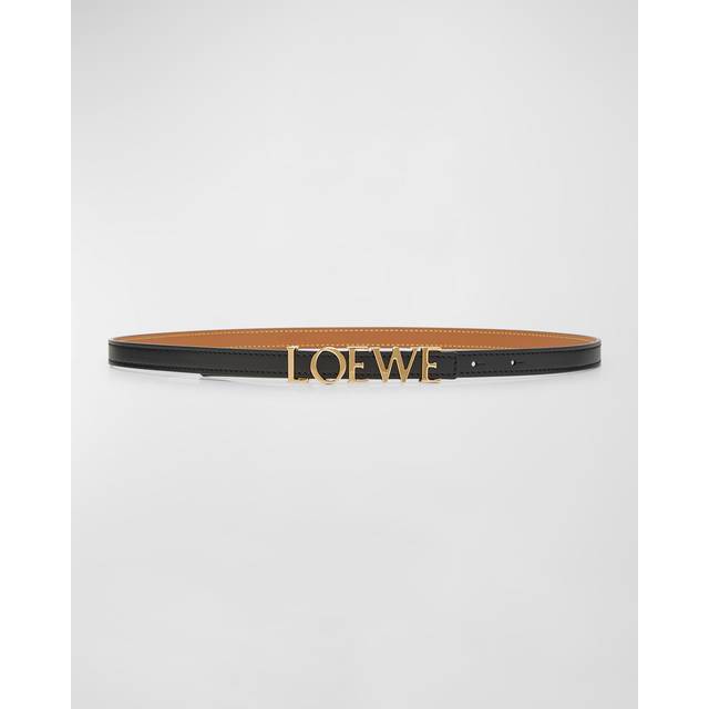 Loewe Slim logo leather belt - black (Inch 35.5)