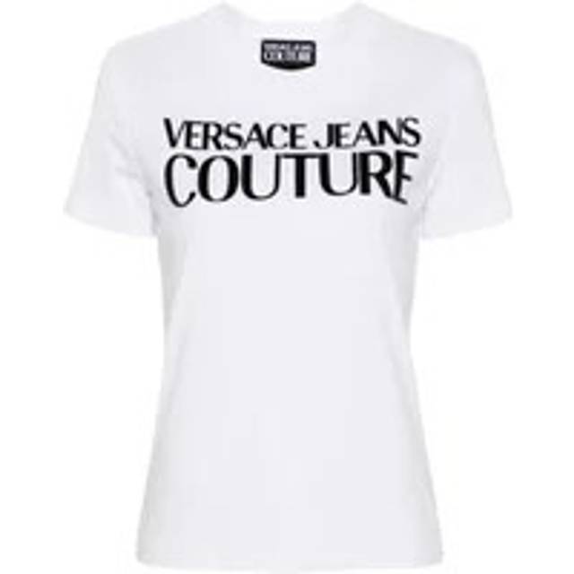 Versace Jeans Couture, Topp, Dam, XS, Bomull, T-shirt med logotyp - white (XS)